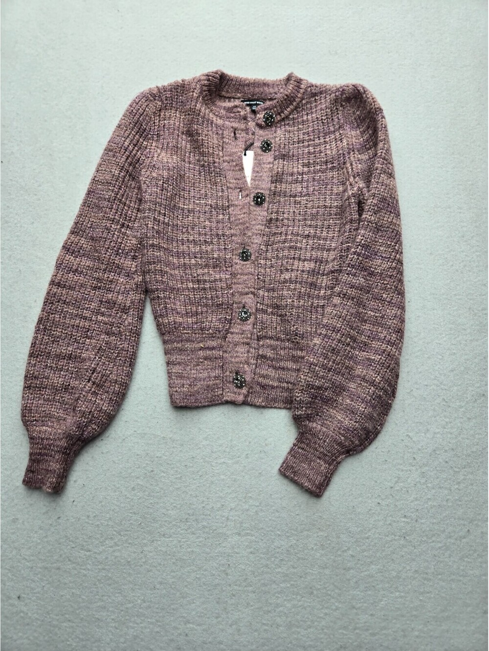 Who What Wear Women's Sweater Size XS Purple Cardigan Acrylic Blend Round Neck